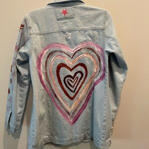 Magenta Jean Jacket with Heart Design